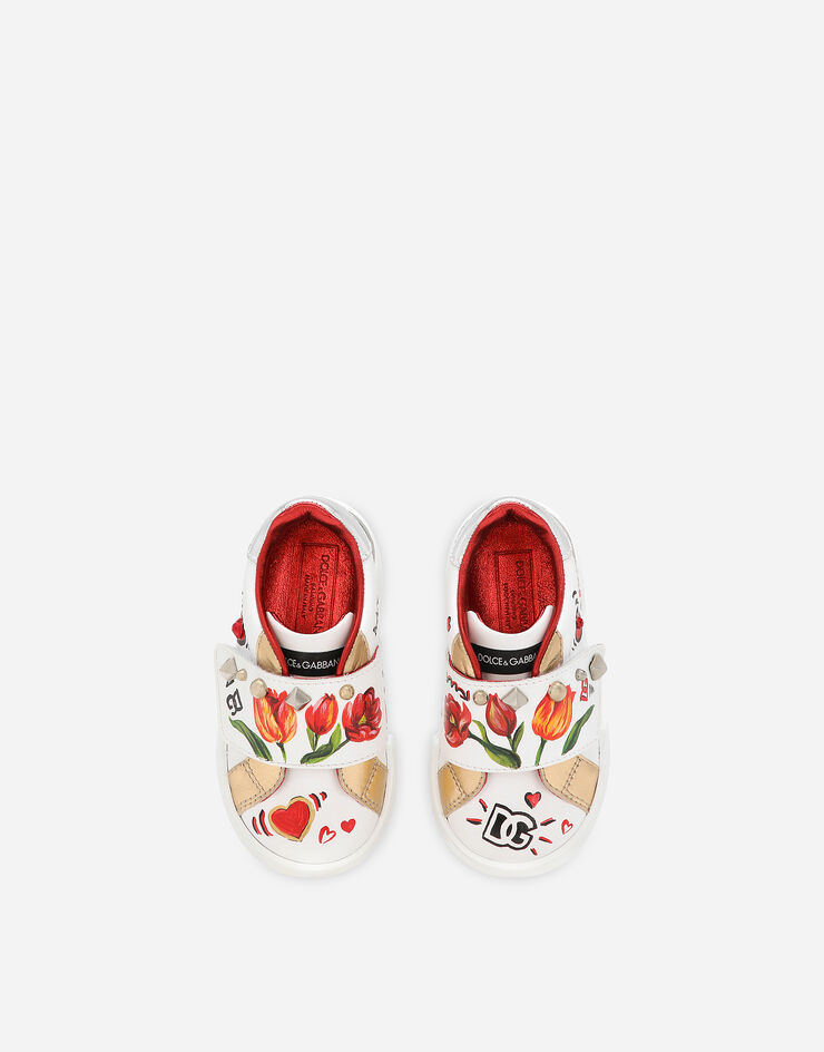 Dolce & Gabbana Sneakers basses en cuir de veau imprimé Multicolore DN0143AV686