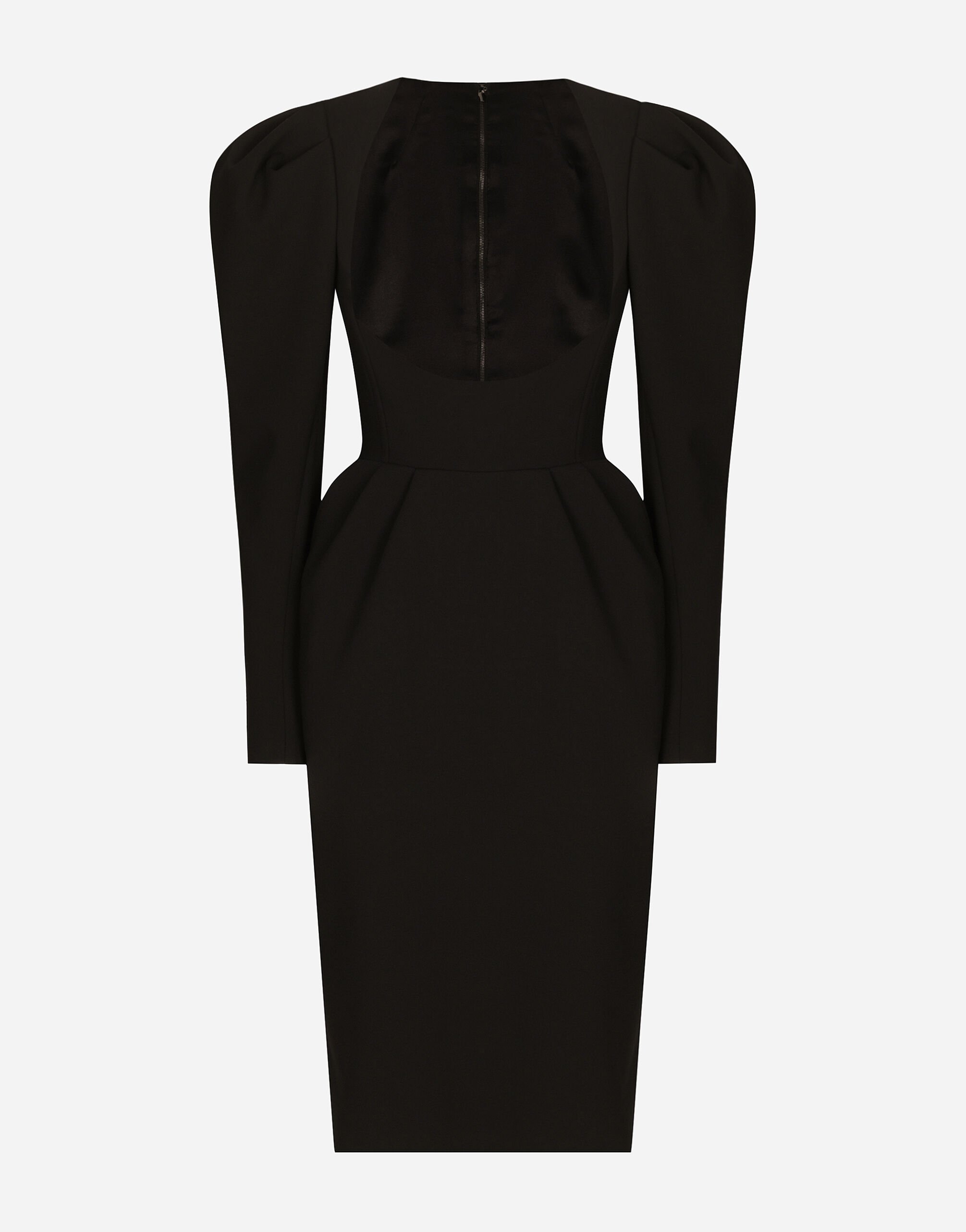 ${brand} Calf-length wool dress with open neckline ${colorDescription} ${masterID}