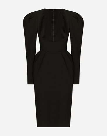 Dolce & Gabbana Calf-length wool dress with open neckline Black F6JQVTFUZCT