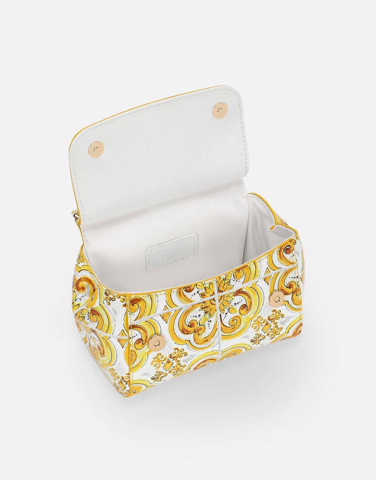 Dolce & Gabbana SICILY イエローマヨリカプリント シャイニーカーフスキン バッグ  Yellow EB0003AQ975