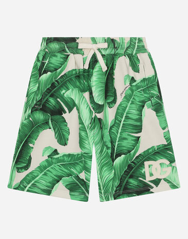 Dolce & Gabbana Jersey jogging shorts with banana-tree print Print L4JQT4II7EF