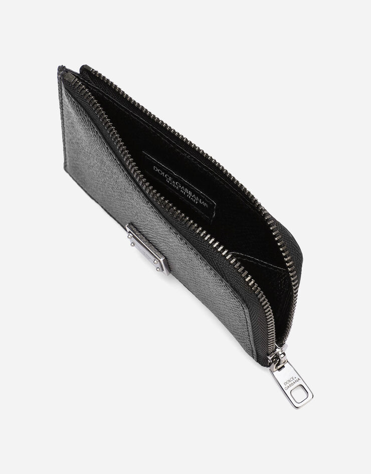 Dolce&Gabbana Porte-cartes en cuir de veau avec plaquette à logo Noir BP3274AG219