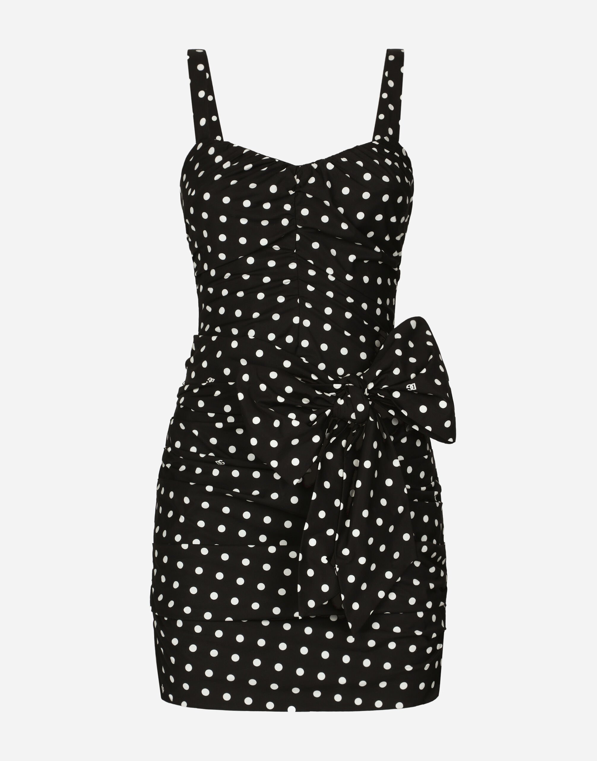 ${brand} Cotton minidress with polka-dot print and bow detail ${colorDescription} ${masterID}