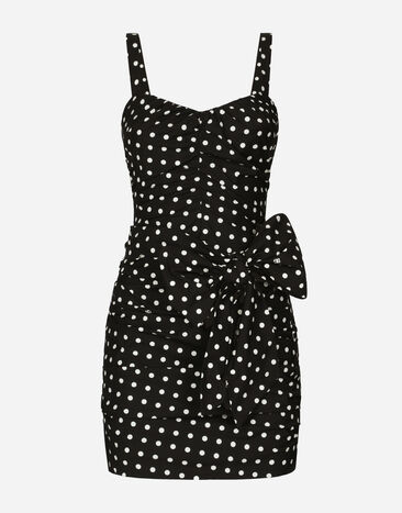 Dolce & Gabbana Cotton minidress with polka-dot print and bow detail Print F5P61TFSFNR