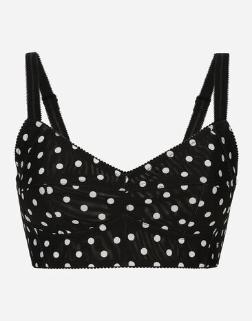 Dolce & Gabbana Top bustier en marquisette avec imprimé à pois Imprimé F79EFTHI1TN