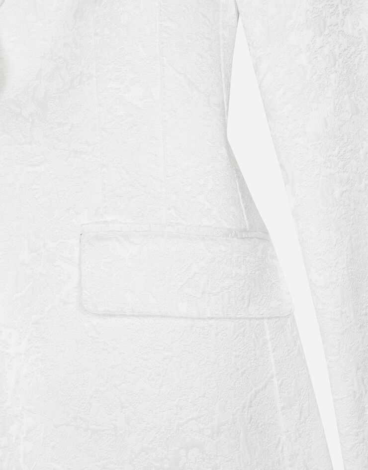 Dolce & Gabbana Chaqueta Turlington de brocado con botonadura sencilla Blanco F29UCTFJTBV