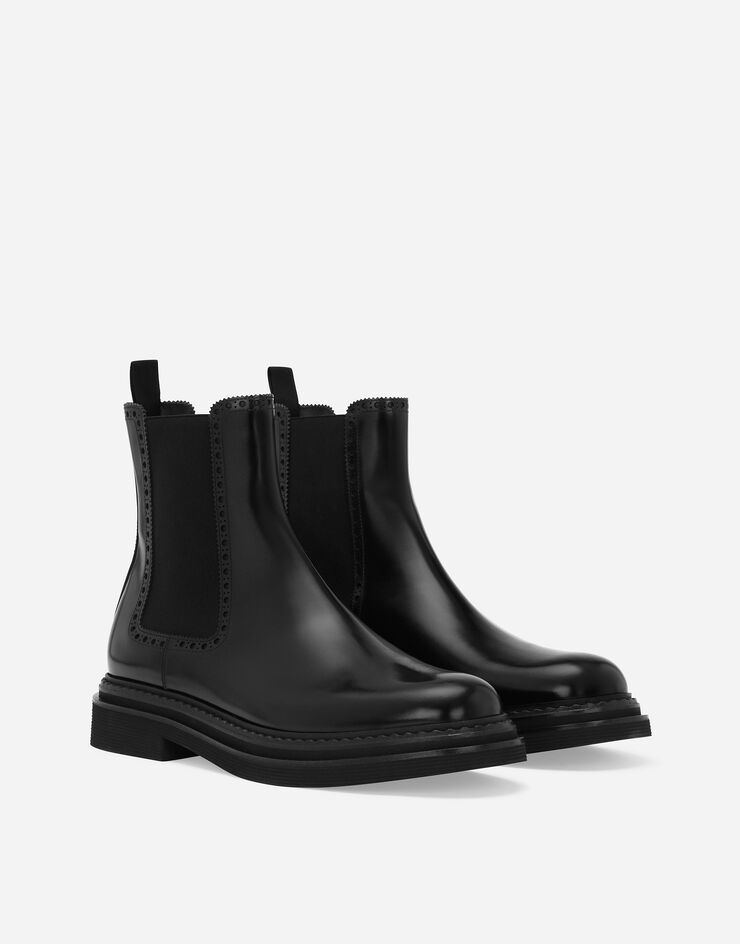 Dolce & Gabbana Bottines en cuir de veau brossé Noir A60592A1203