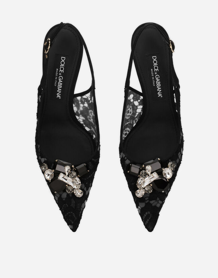 Dolce & Gabbana Rainbow lace slingbacks in lurex lace Black CG0712AQ074