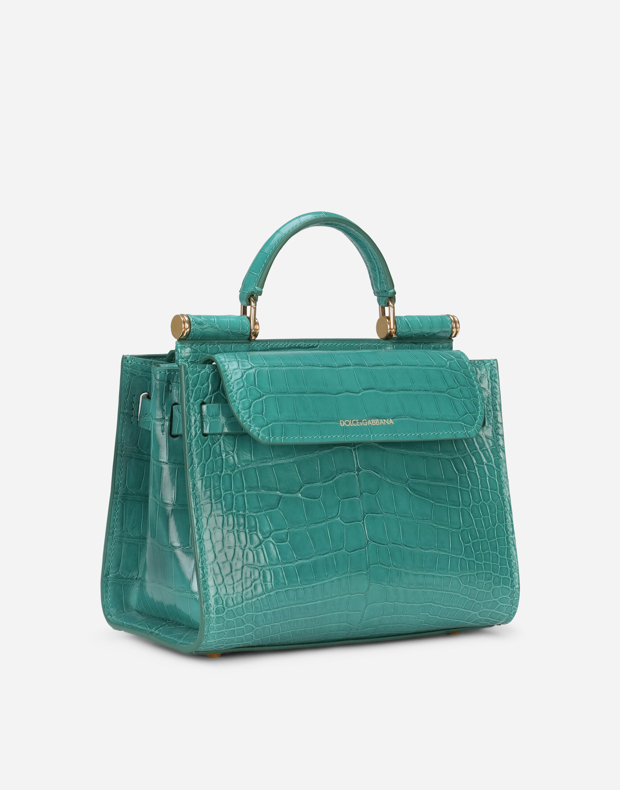 Small alligator skin Sicily 62 bag in GREEN for Women | Dolce&Gabbana®