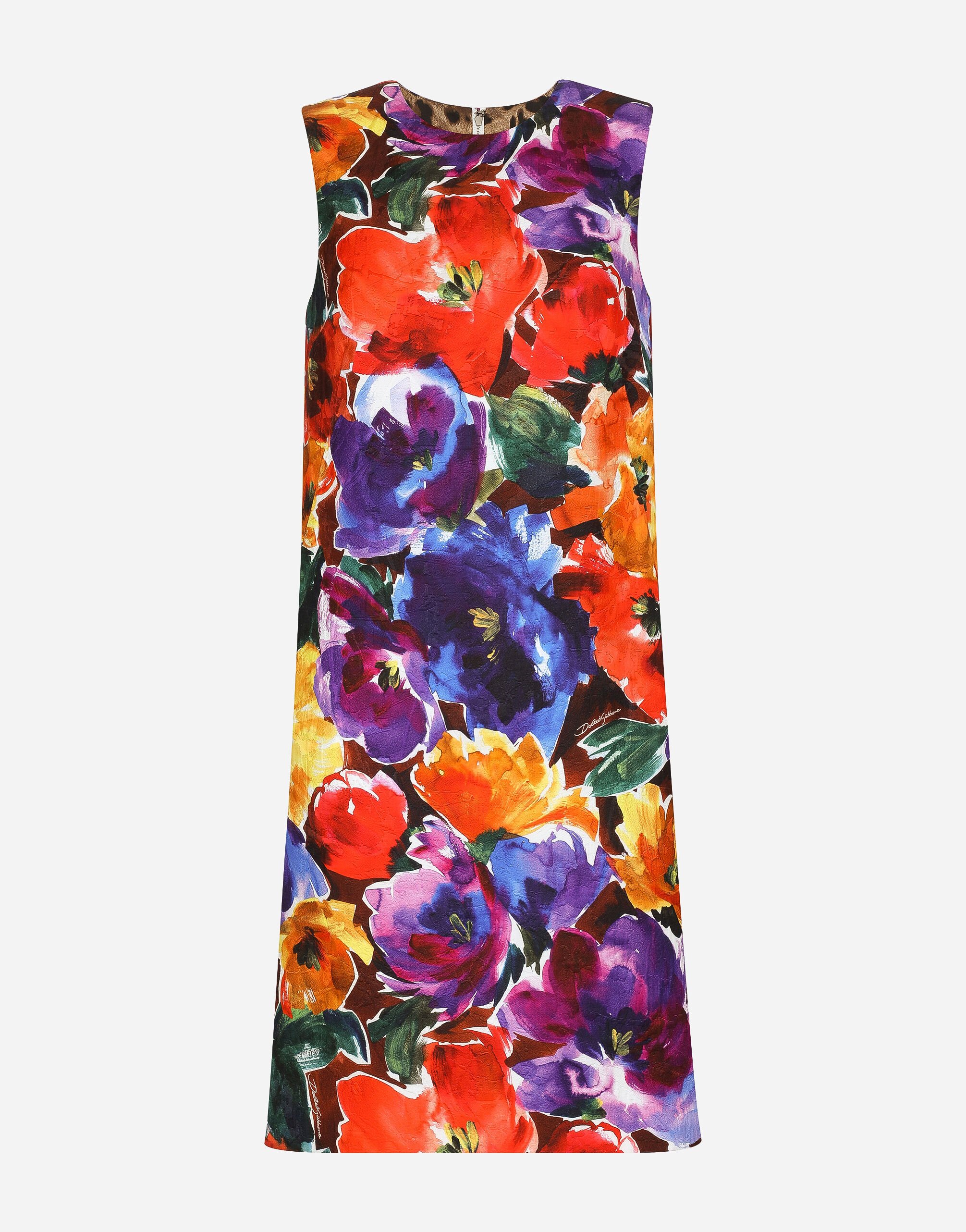 ${brand} Brocade midi dress with abstract flower print ${colorDescription} ${masterID}