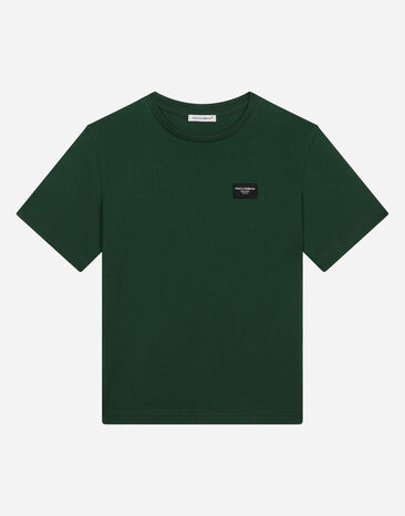 Dolce & Gabbana Jersey T-shirt with logo tag Black L4JTEYG7K8Z