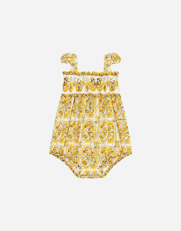 Dolce & Gabbana Yellow majolica-print poplin romper Print L21O84G7EX8