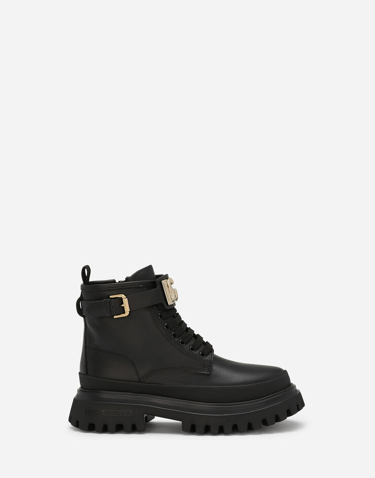 Dolce & Gabbana Bottines en cuir de veau à logo DG Noir D11266AU171