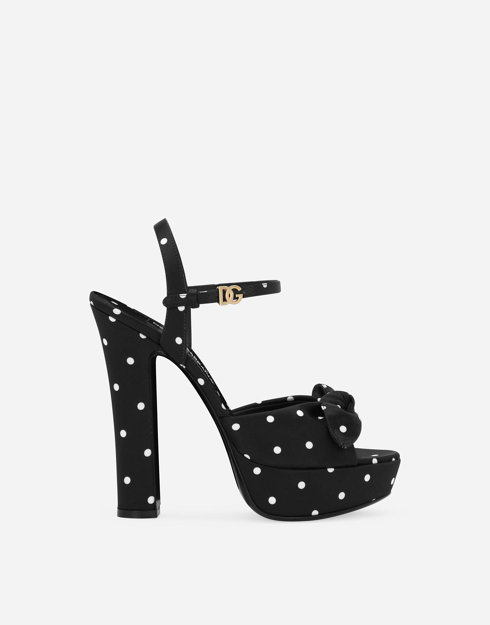 Dolce&Gabbana Printed satin platform sandals Black FTC17TFUBGB
