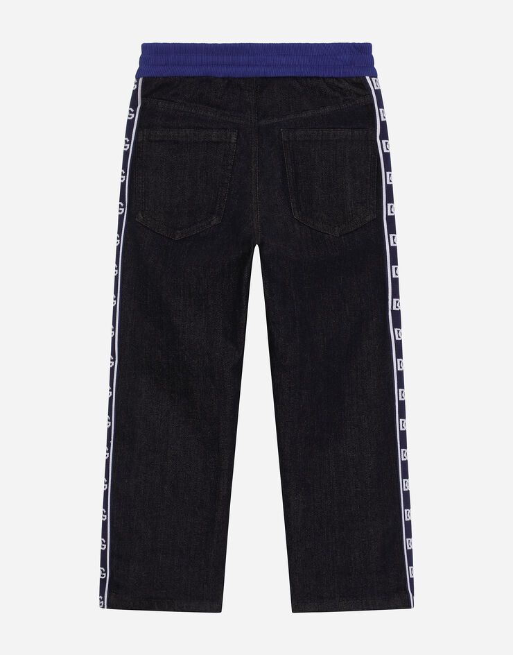 Dolce & Gabbana Pantalón de 5 bolsillos de denim con banda con logotipo Multicolor L44P51LDC41