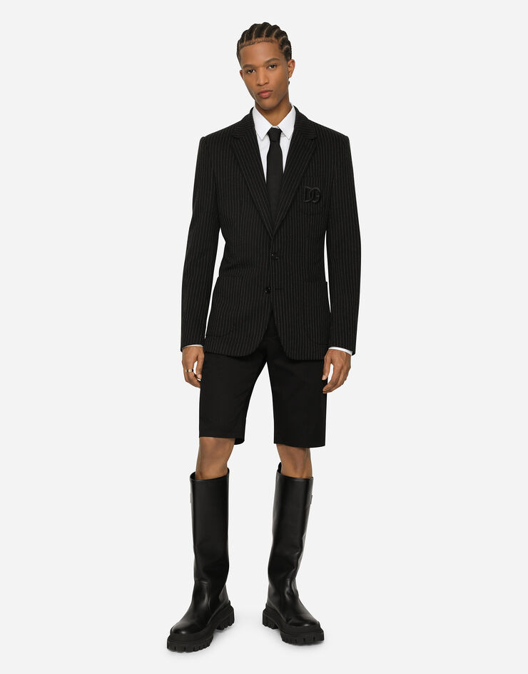 Dolce & Gabbana Stretch cotton shorts with DG patch Black GWRREZGG869