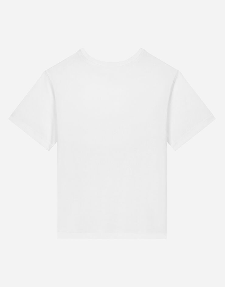 Dolce & Gabbana Jersey T-shirt with DG Milano logo print Blanco L4JTEYG7L4Q