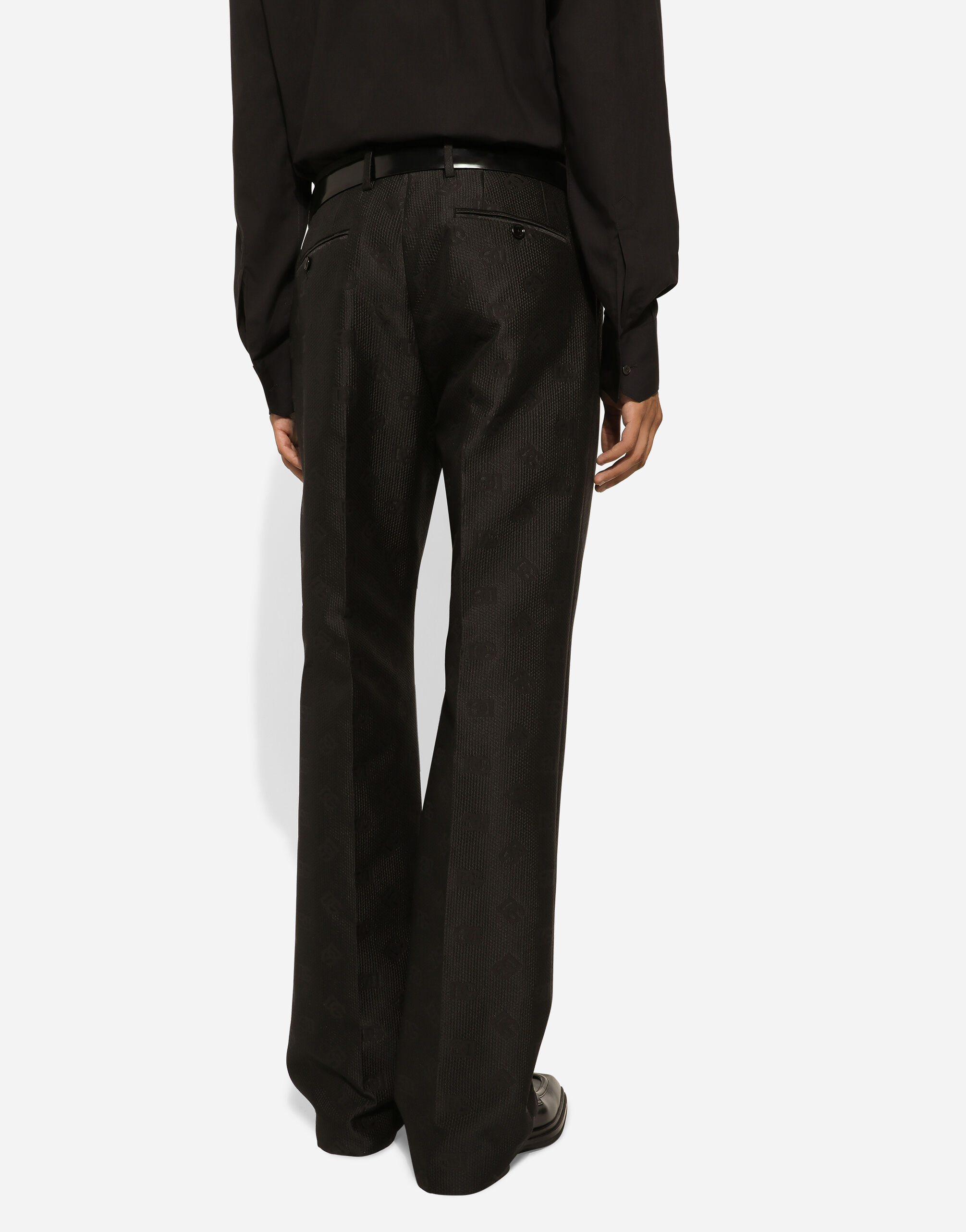 Dolce & Gabbana Silk jacquard pants with DG logo male Black