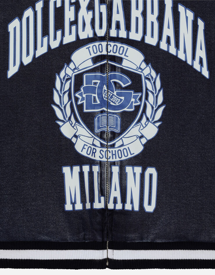 Dolce & Gabbana Sweat-shirt en jersey effet denim avec capuche et logo Dolce&Gabbana Multicolore L4JWJXLDC42