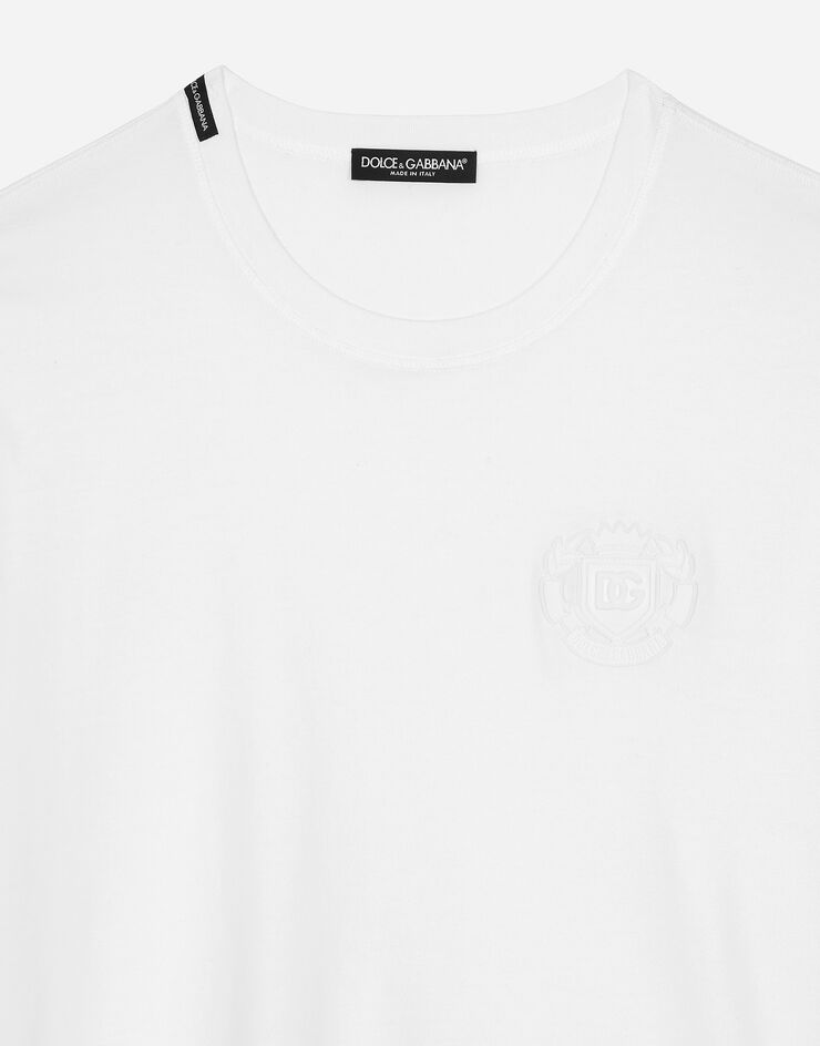 Dolce & Gabbana T-shirt en coton avec broderie logo Blanc G8PN9ZG7NYJ