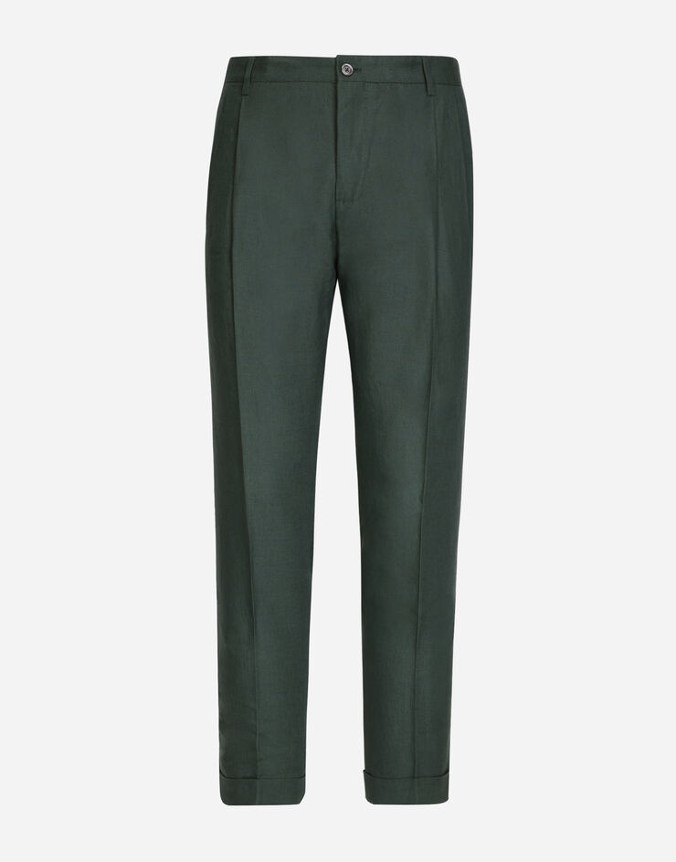 DOLCE & GABBANA green damask $1850. flare pants IT 40, US 6,8, M designer