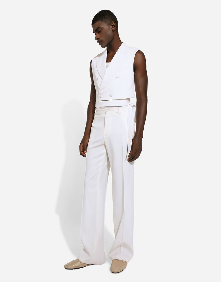 Dolce & Gabbana Pantalon couture en laine Blanc GP01PTFU27J