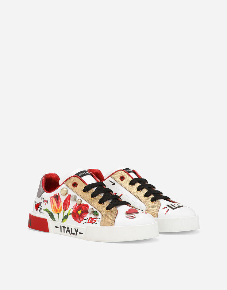 Dolce & Gabbana Sneaker bassa Portofino light in pelle di vitello stampato Multicolore D11278AB315