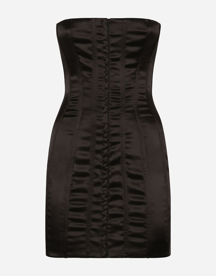 Dolce & Gabbana Vestido corto sin tirantes de raso Negro F6CLQTFURAD