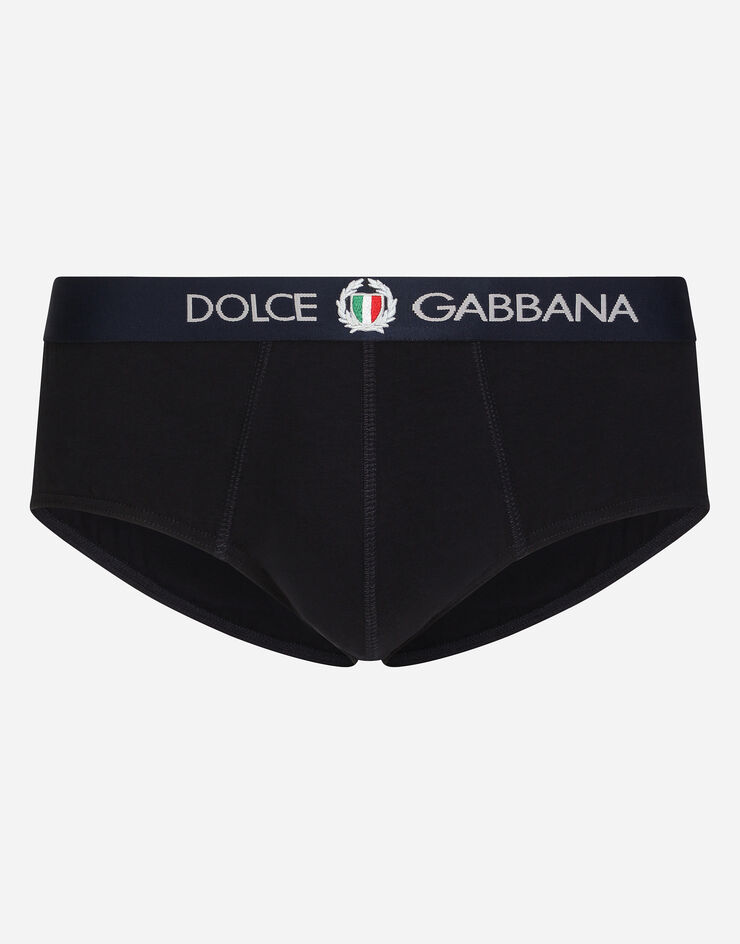 Dolce & Gabbana Slip Brando de punto bielástico con escudo Azul M3C03JONN94