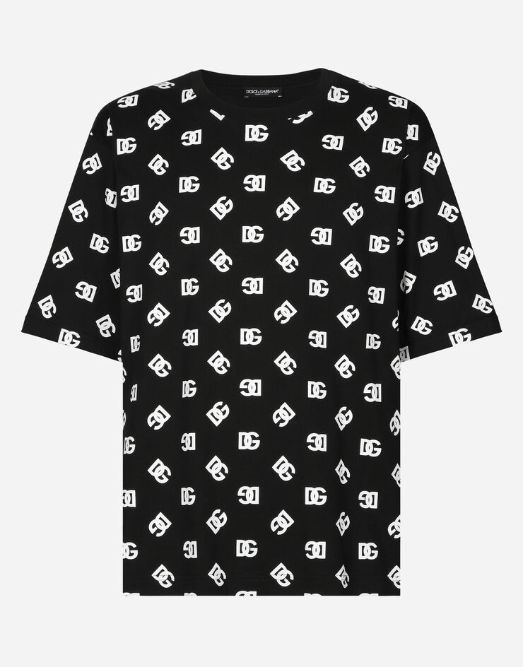 Dolce & Gabbana Camiseta de manga corta de algodón con DG Monogram Negro G8PB8TG7L5E