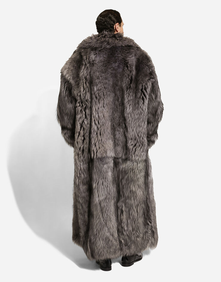 Dolce & Gabbana Long-haired shearling coat Grey G049VLFUP88