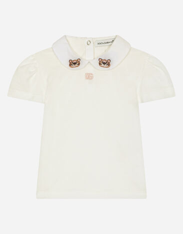 Dolce & Gabbana T-Shirt aus Jersey mit Stickerei Baby Leo Mehrfarbig DK0065AC513