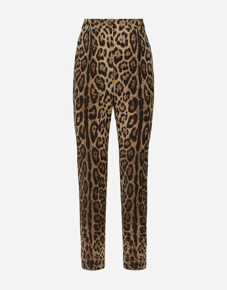 Dolce&Gabbana Pantalon taille haute en laine à imprimé léopard Imprimé Animalier FTAM2TFSBAW