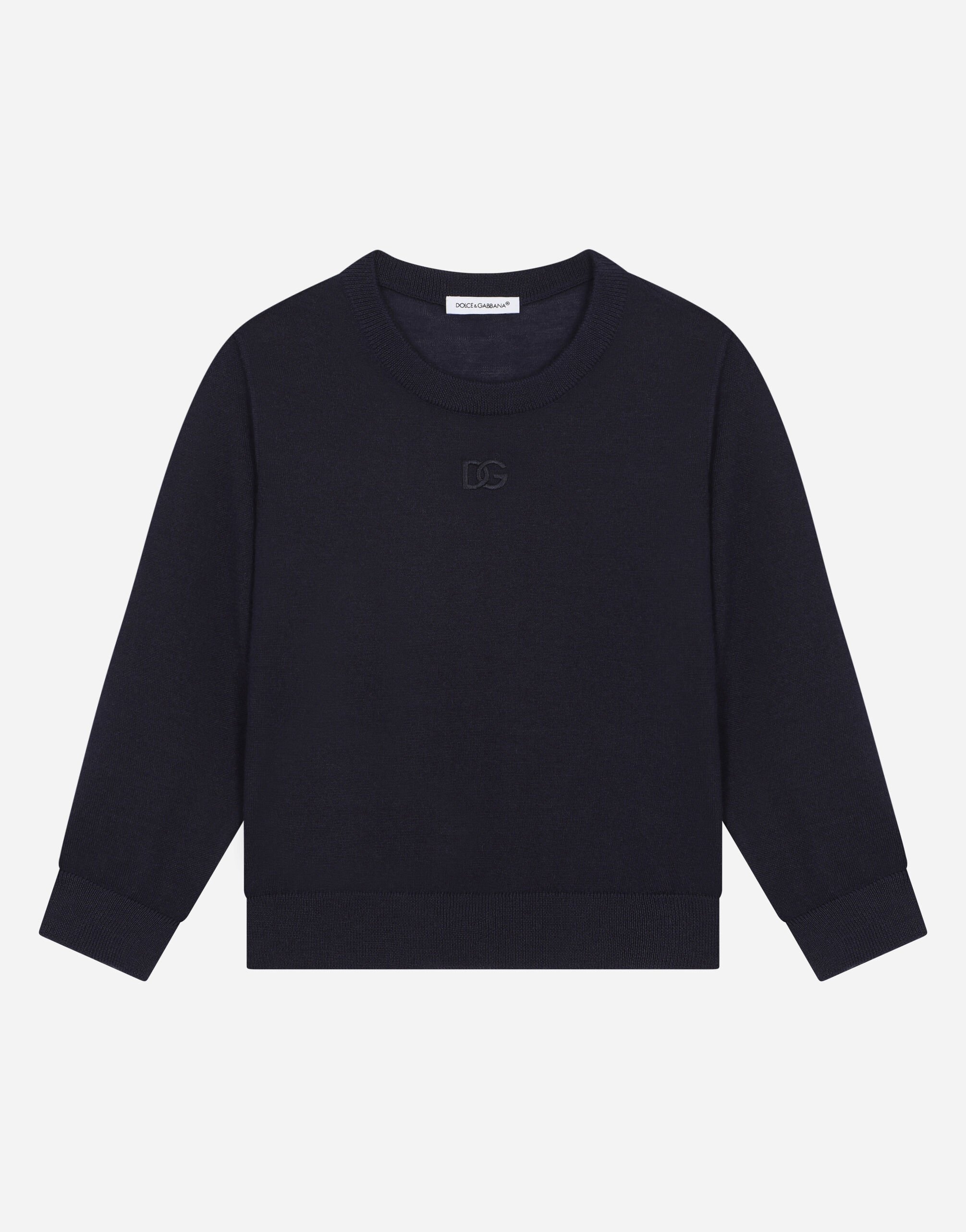 Dolce & Gabbana Cashmere round-neck sweater with DG logo embroidery Beige L4KWE2JBCE0