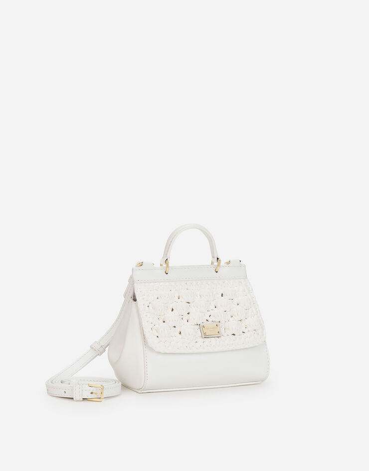 Dolce & Gabbana Bolso Sicily en napa de piel de becerro con diseño de ganchillo Blanco EB0003AD693