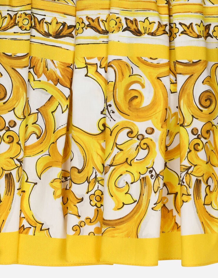 Dolce & Gabbana Юбка из поплина с желтым принтом майолики Отпечатки L55I20FI5JY