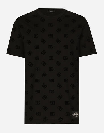 ${brand} Cotton T-shirt with all-over flocked DG print ${colorDescription} ${masterID}