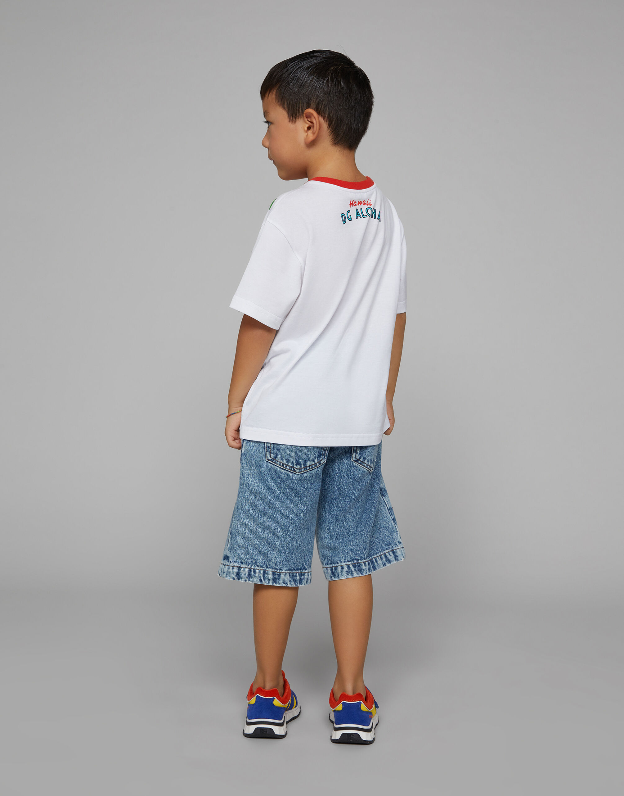Jersey T-shirt with Hawaiian print in Print for Boys | Dolce&Gabbana®