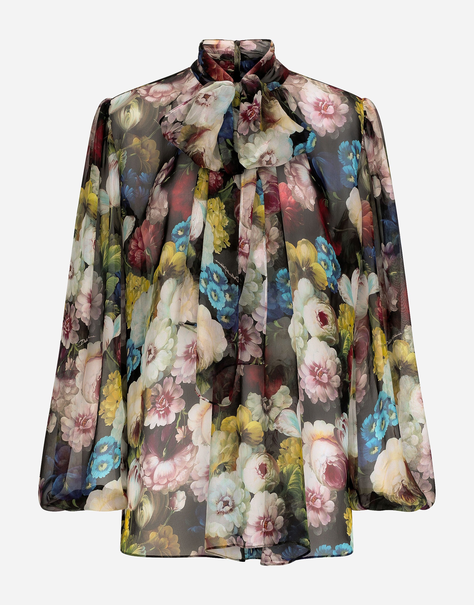 ${brand} Chiffon shirt with nocturnal flower print ${colorDescription} ${masterID}