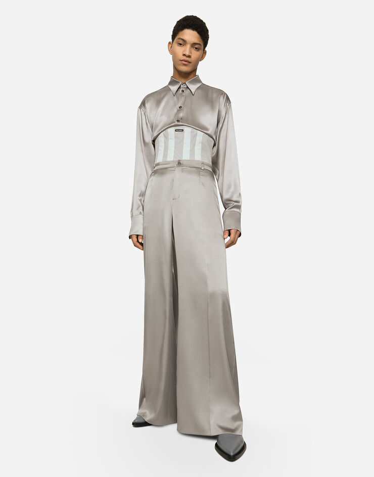 Dolce&Gabbana Wide-leg stretch silk pants Grey GVKXHTFUACD
