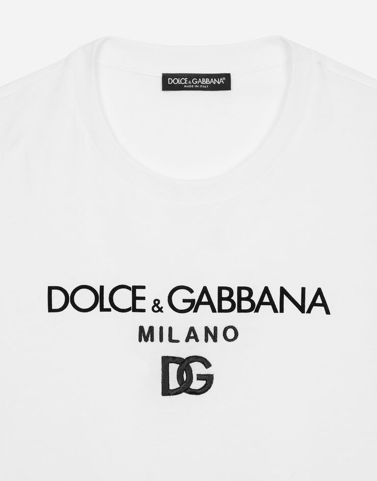 Cotton T-shirt with DG embroidery in White for | Dolce&Gabbana® US