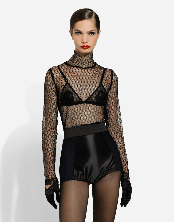 Dolce & Gabbana Mesh blouse Black F7AI7TILMBD