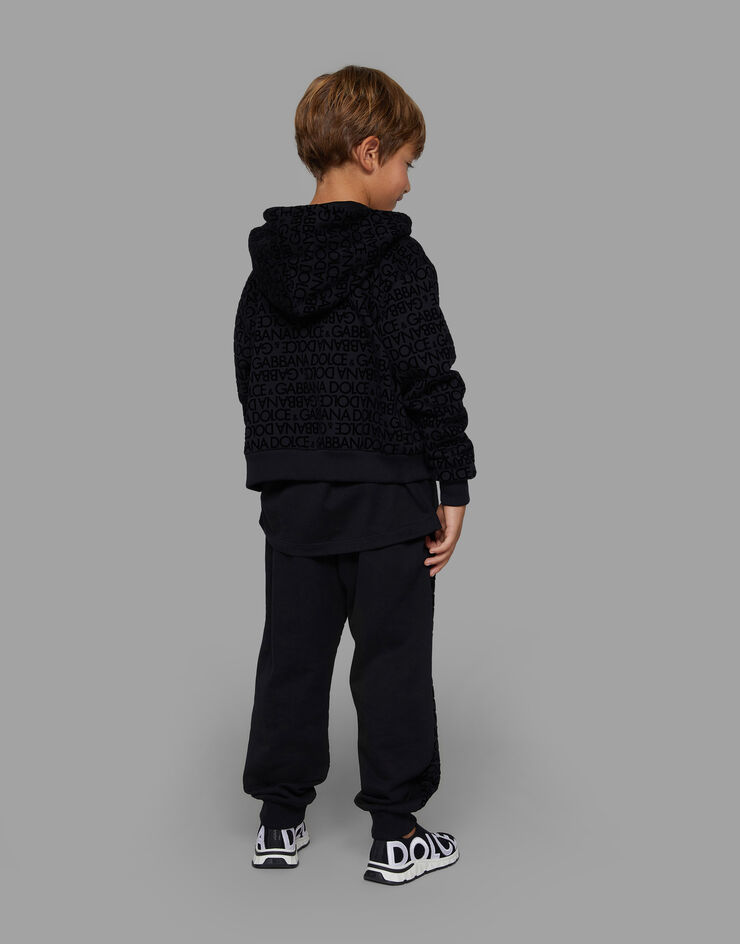 Dolce&Gabbana Sweat-shirt en jersey à capuche et imprimé floqué Noir L4JWJCG7K2H