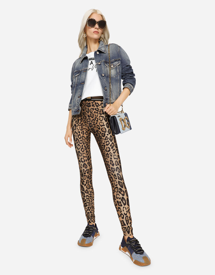 Dolce & Gabbana Leopard-print Spandex/jersey Leggings In Multicolor