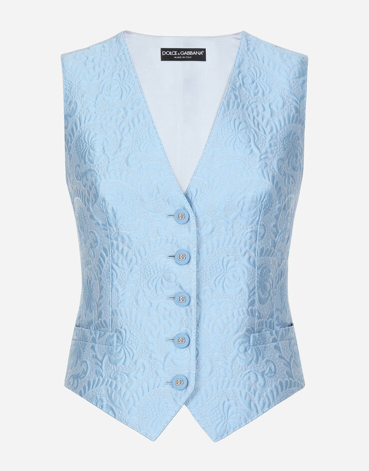 Dolce & Gabbana Floral quilted jacquard vest Light Blue F79H5TGDCLM