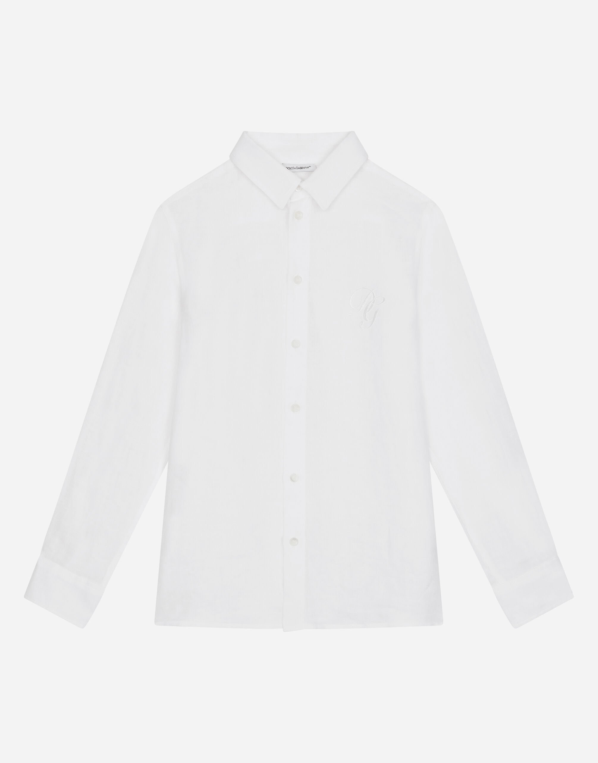 Dolce & Gabbana Linen shirt with DG embroidery Print L44S11HI1S6