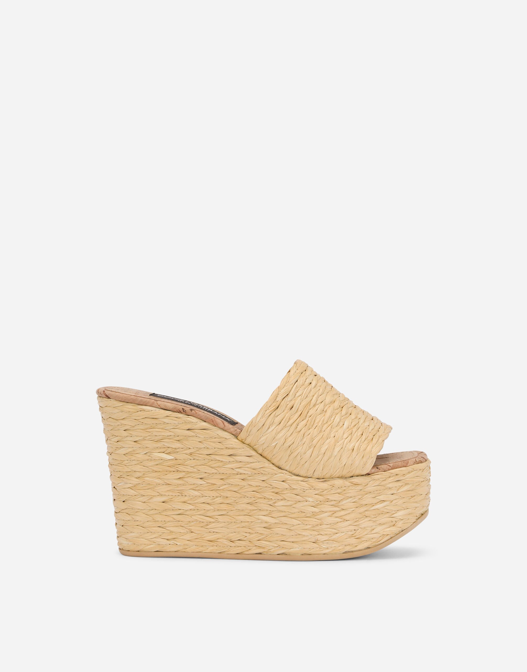 Woven raffia wedges in Neutral for | Dolce&Gabbana® US