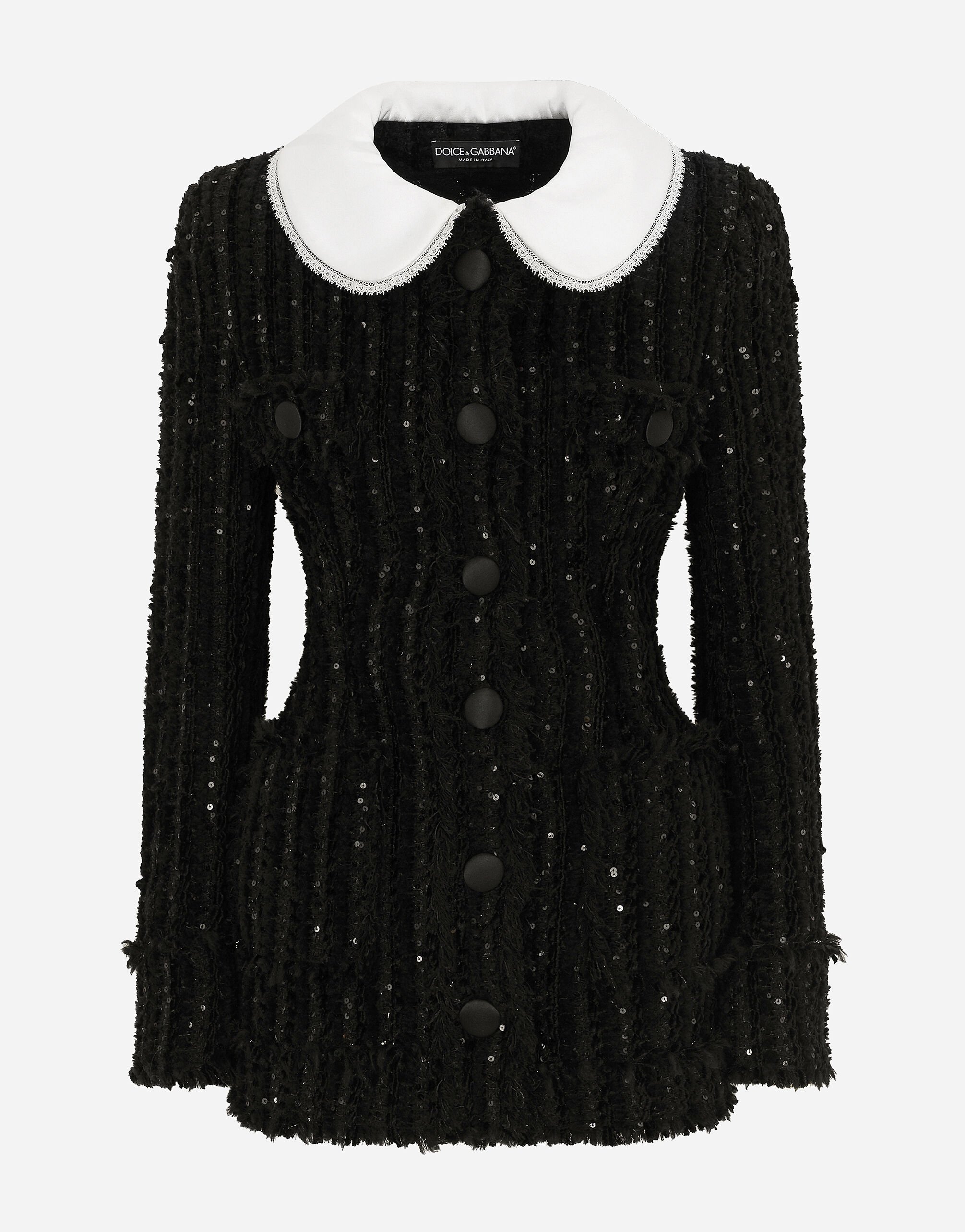 Dolce & Gabbana Tweed jacket with micro-sequin embellishment and satin collar Print FN093RGDAWW