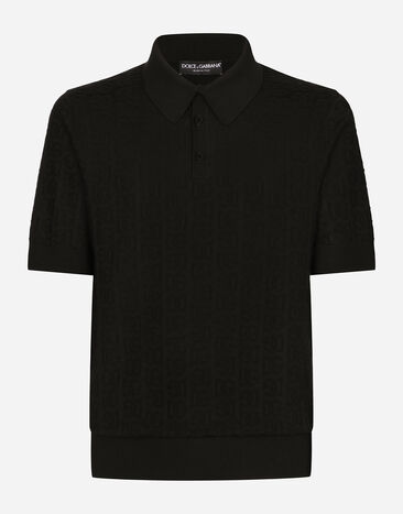 ${brand} Silk jacquard polo-shirt with DG logo ${colorDescription} ${masterID}