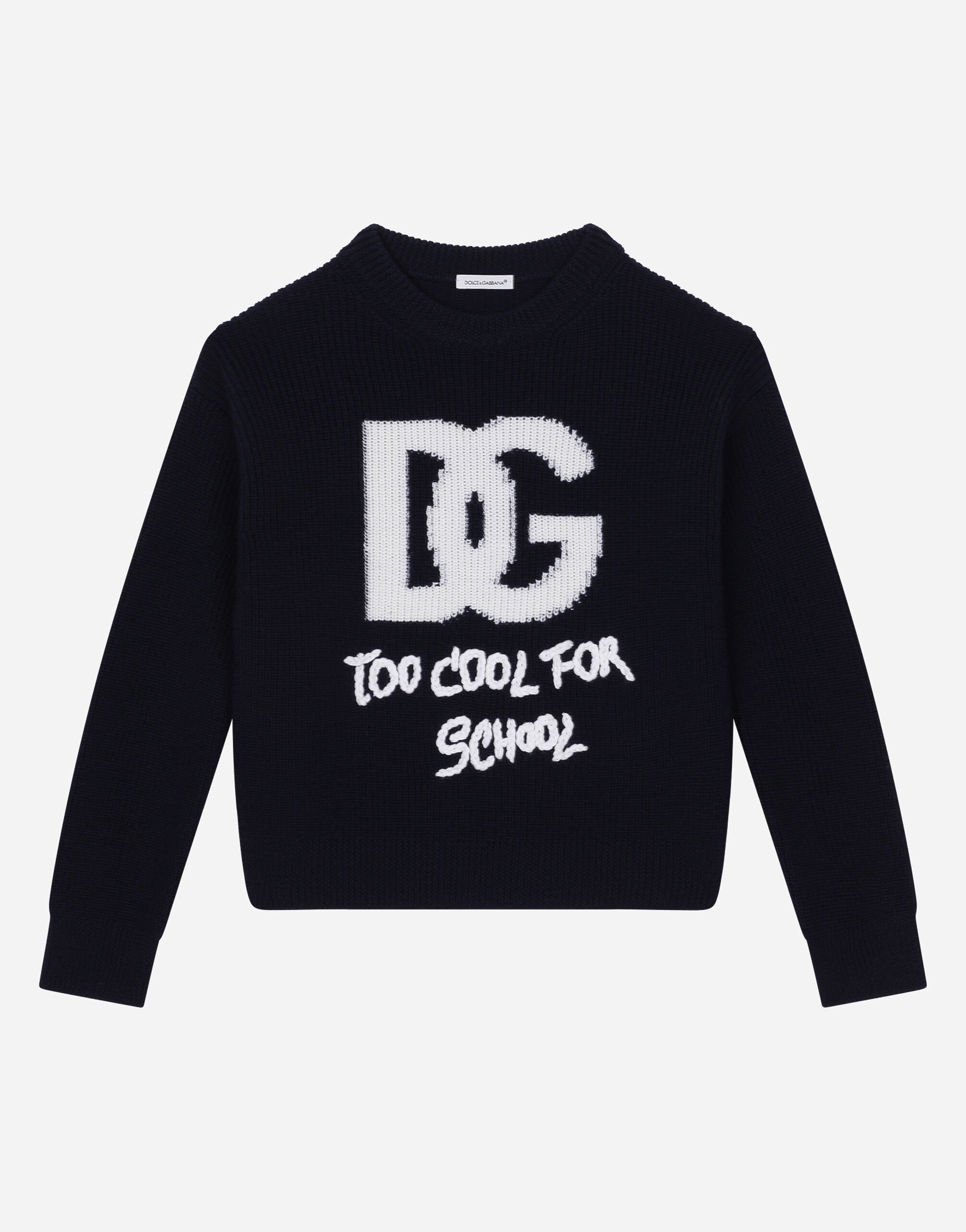Dolce&Gabbana Jersey de cuello redondo con logotipo DG en intarsia Bordeaux L5KWH6JCVG9